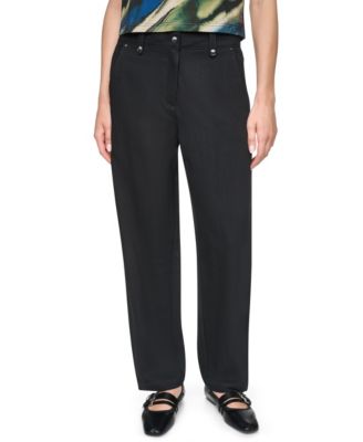 Women's Barrel-Leg Sanded Twill Mid-Rise Pants