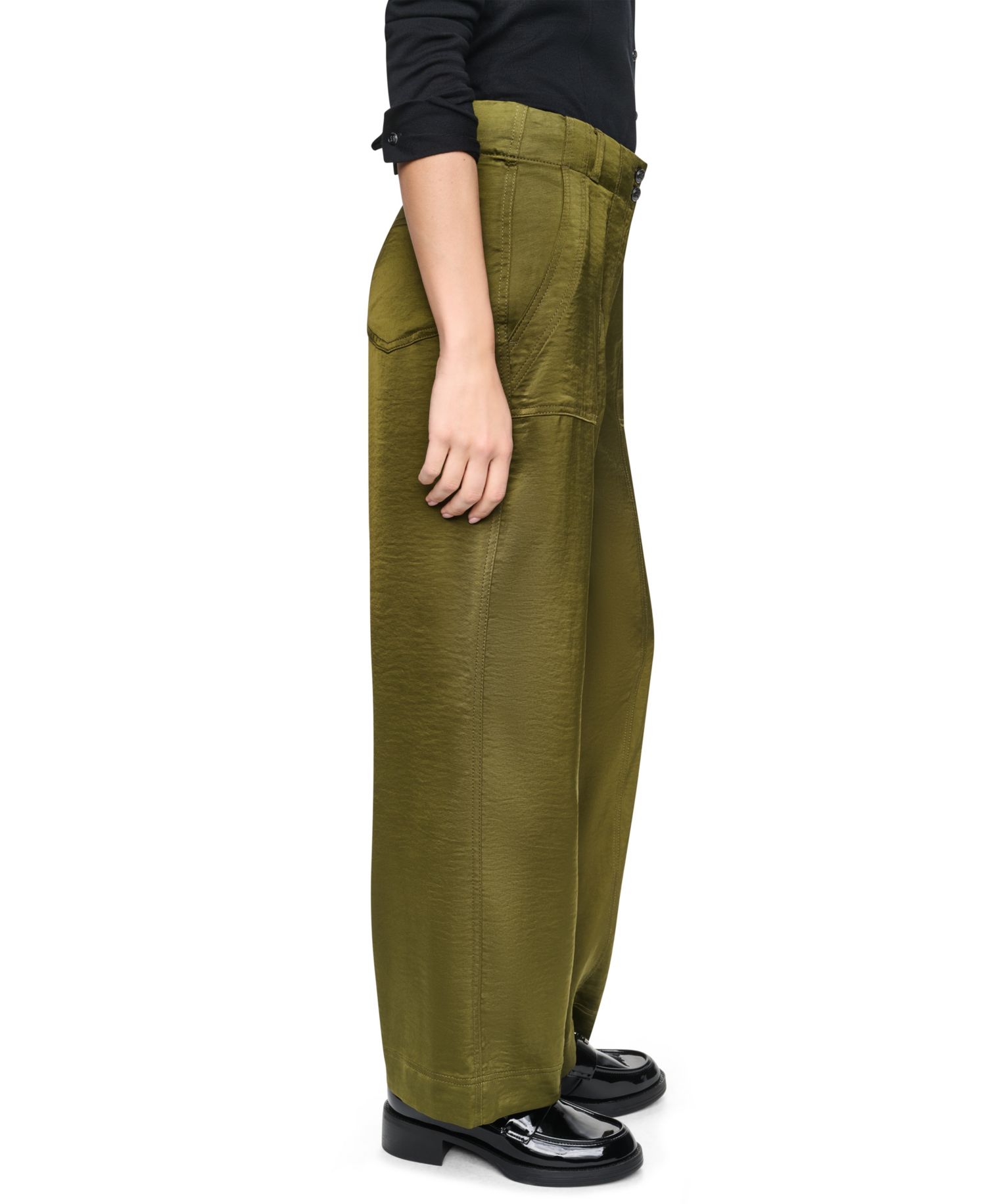 Women's Wide-Leg Double-Button Front Glazed Pants