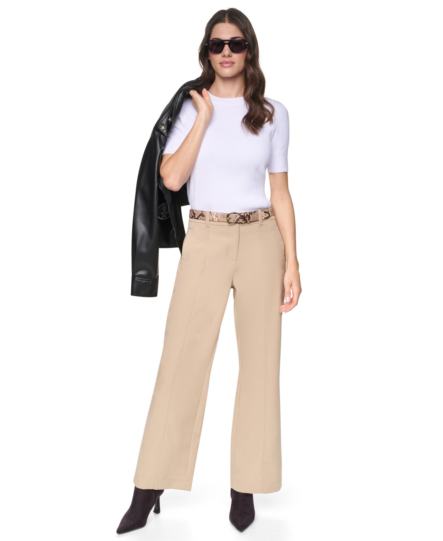 Women's Seamed Bi-Stretch Flare-Leg Pants