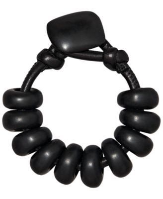 Black-Tone Matte Beaded Resin Flex Bracelet