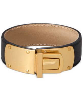 Gold-Plated Flex Leather Bracelet