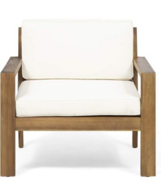 Outdoor Wood Club Chairs with Water-Resistant Cushions - Patio Seating Set