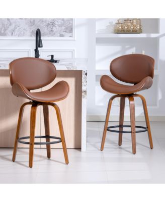 26 Inches Swivel Bar Stools Set of 2,  Mid-Century Modern Counter Height Bar Stools