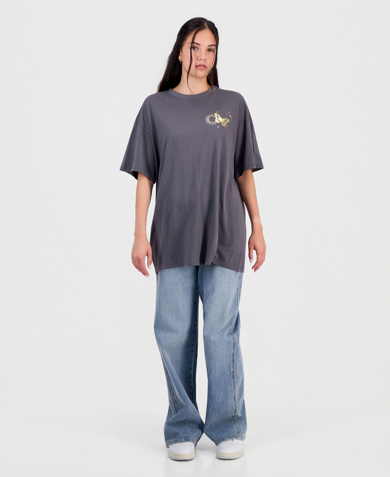 Juniors' Cotton Butterfly Graphic T-Shirt
