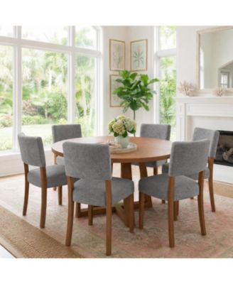 Set of 6 Upholstered Dining Chairs with Wood Legs, Modern Armless Kitchen Chairs
