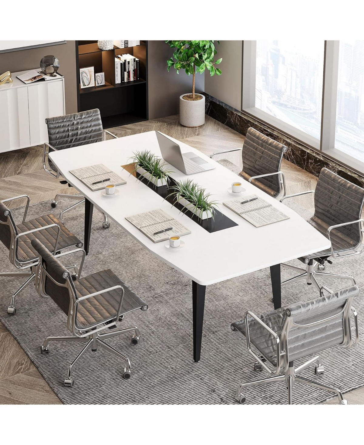 Tribesigns 70" Executive Desk, Modern Office Computer Desk with Sturdy Metal Legs, Large Boat Shaped Study Writing Desk Workstation for Home Office