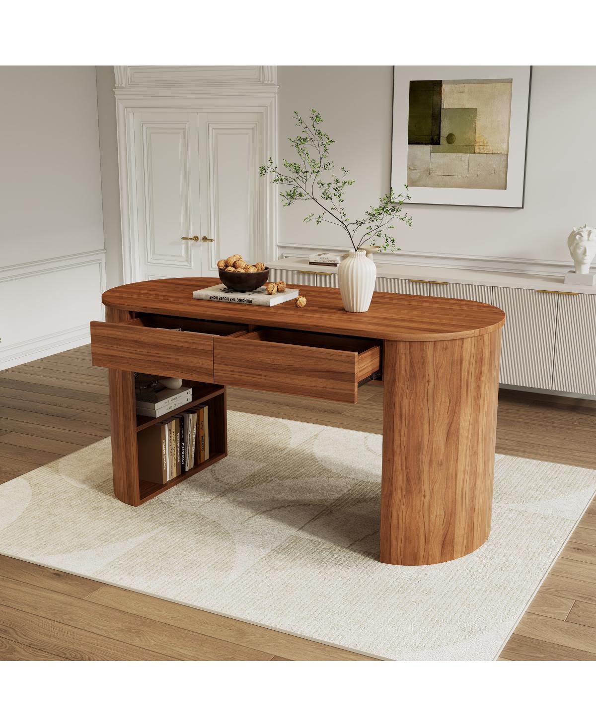 Streamdale Furniture Storage Writing Desk, Dark Walnut