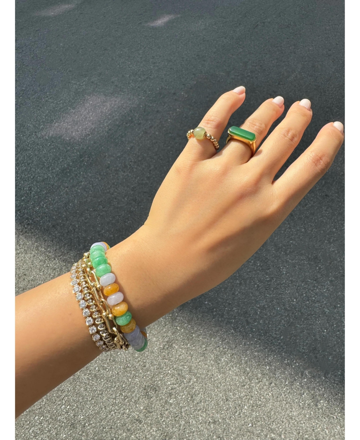 Lavender field - Beaded jade bracelet