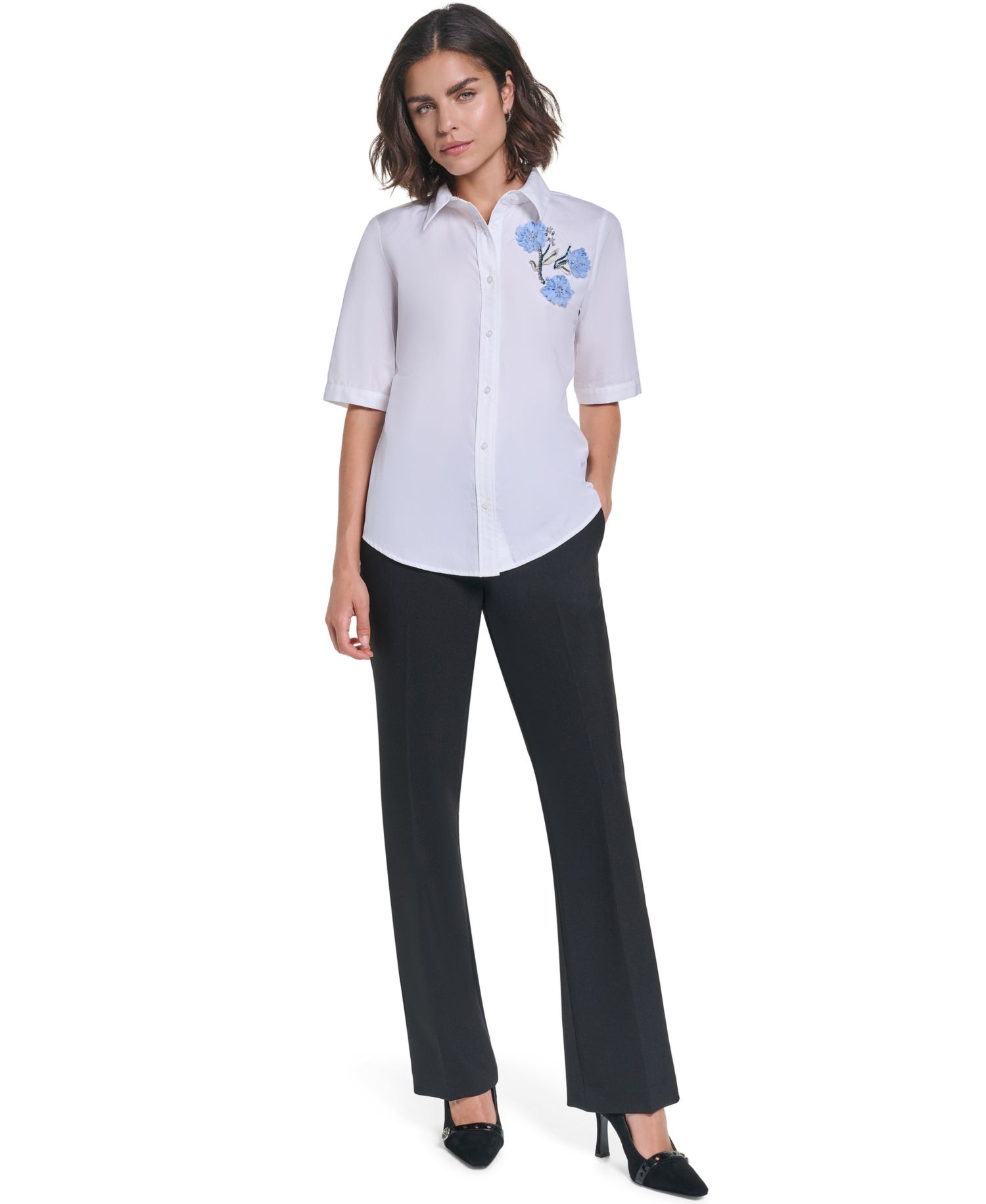 Women's Short-Sleeve Collared Blouse