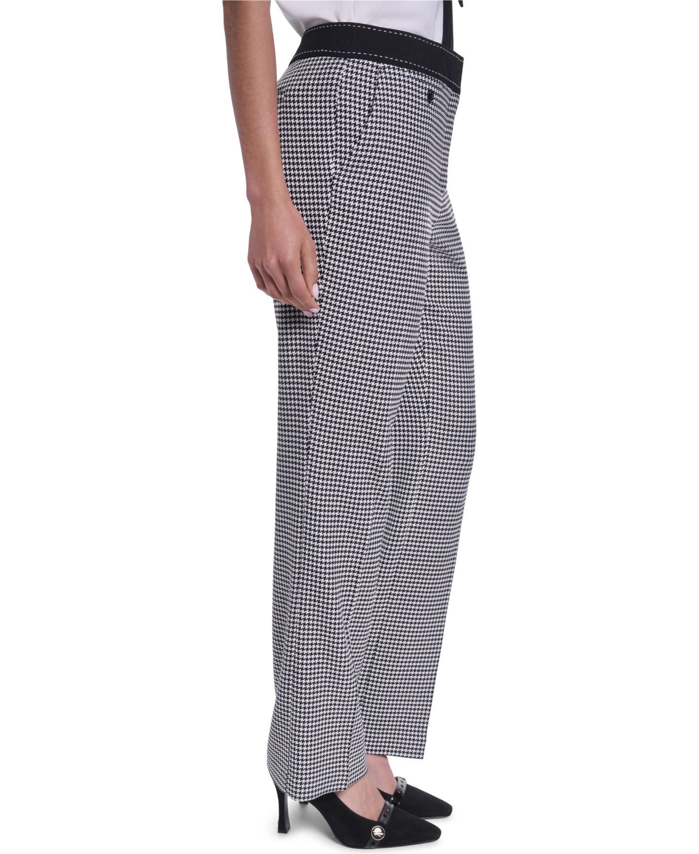Женские брюки KARL LAGERFELD PARIS Mid-Rise Flare, цвет: Чёрный / Мягкий белый — фото 3
