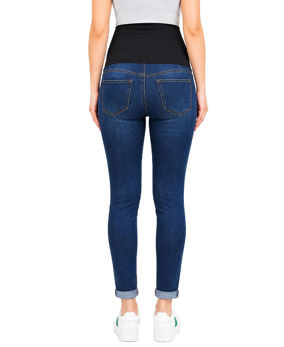 Indigo Poppy Women's Cuffed Dark Wash Skinny Jean view 3 — MAYCSS fashion products