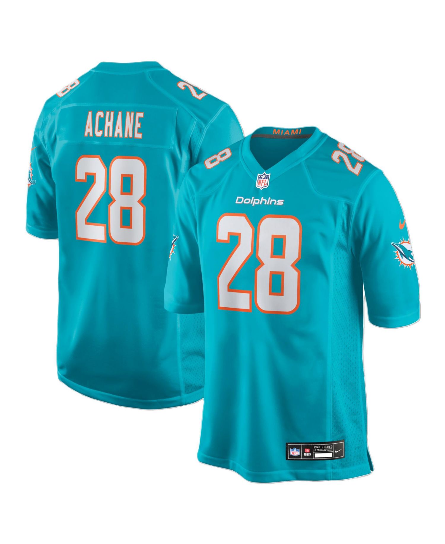 Men's Devon Achane Aqua Miami Dolphins Player Game Jersey