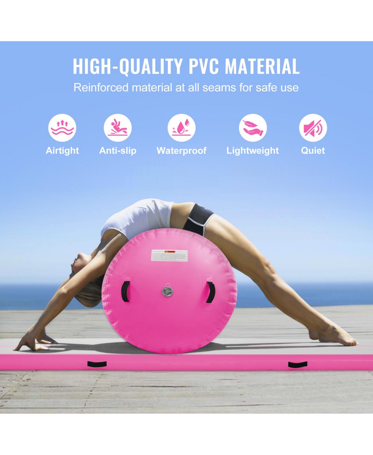 Vevor 2 Pcs Air Track Set Inflatable Tumbling Gymnastics Gym Mat with Pump