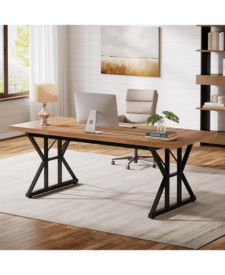 70.86" Large Executive Desk, Industrial Home Office Computer Desk,Simple Long Writing Study Table Business Furniture