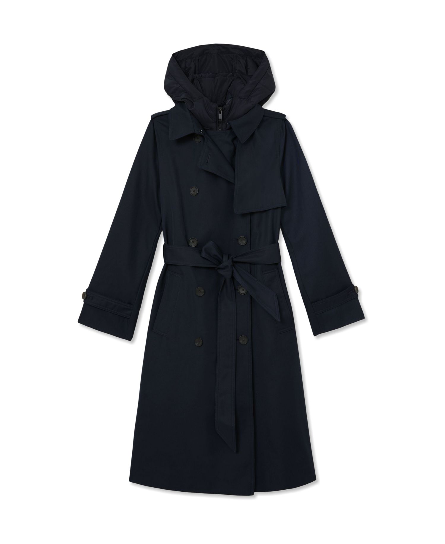 Women's Azura Hooded Double-Breasted Trench Coat