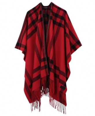 Plaid Fringe Ruana