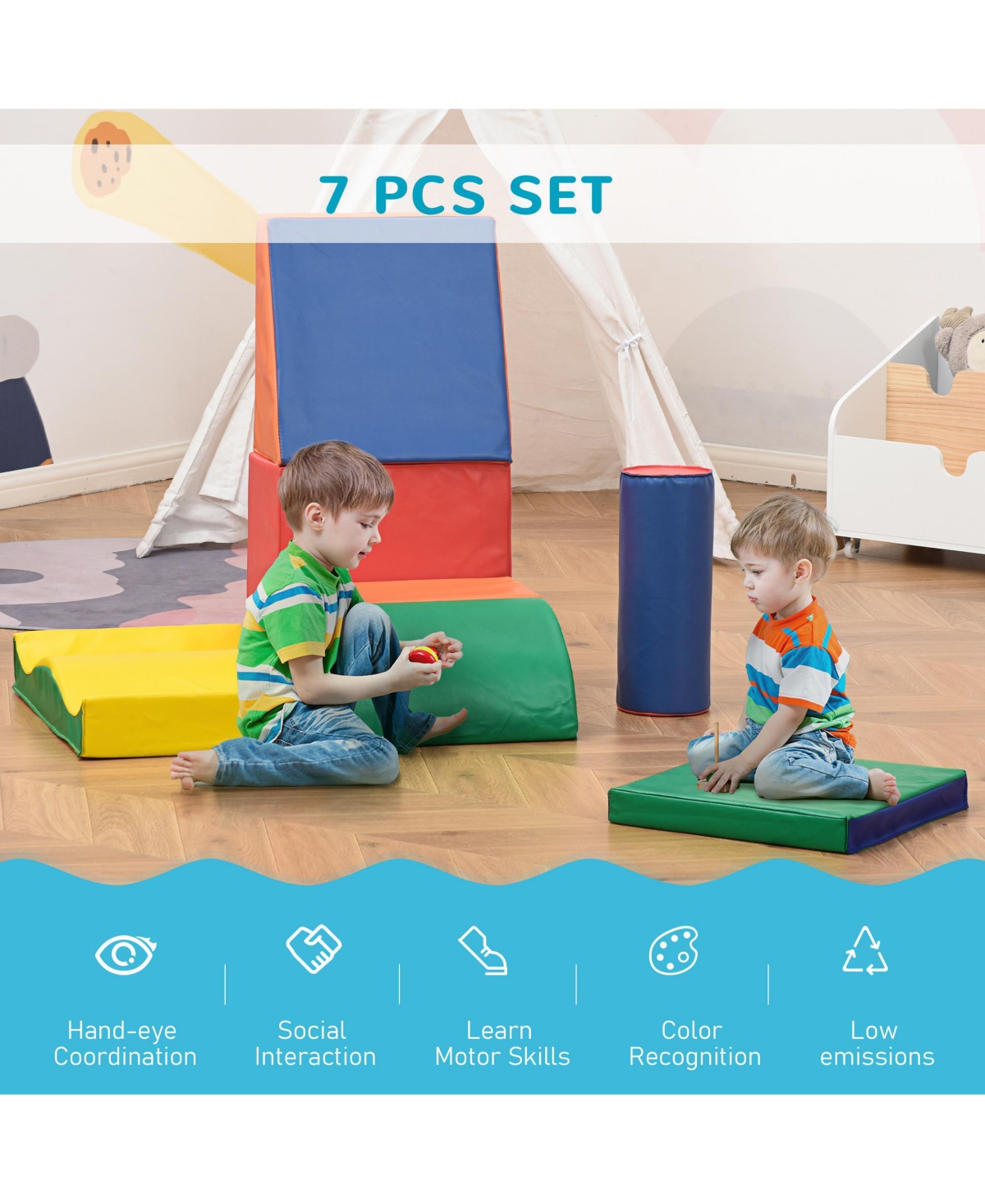 Soozier Multicolor Foam Building Block Soft Kids Playset for Daycare Activity
