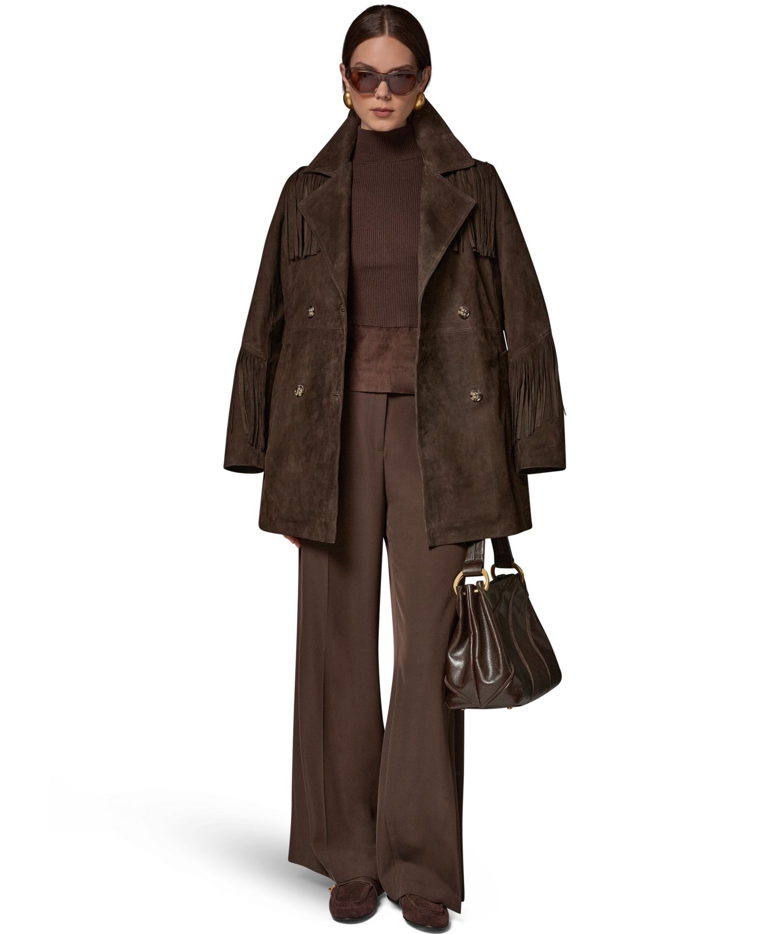 Women's Suede Trench with Fringe Coat