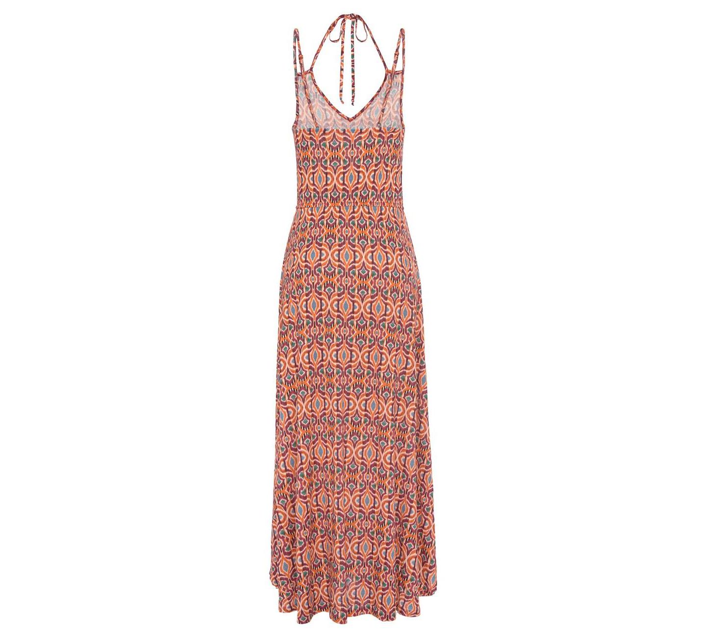 Женское платье LASCANA Viscose Tropical Print Halterneck V-Neck Maxi, цвет: Оранжевый с принтом — фото 5