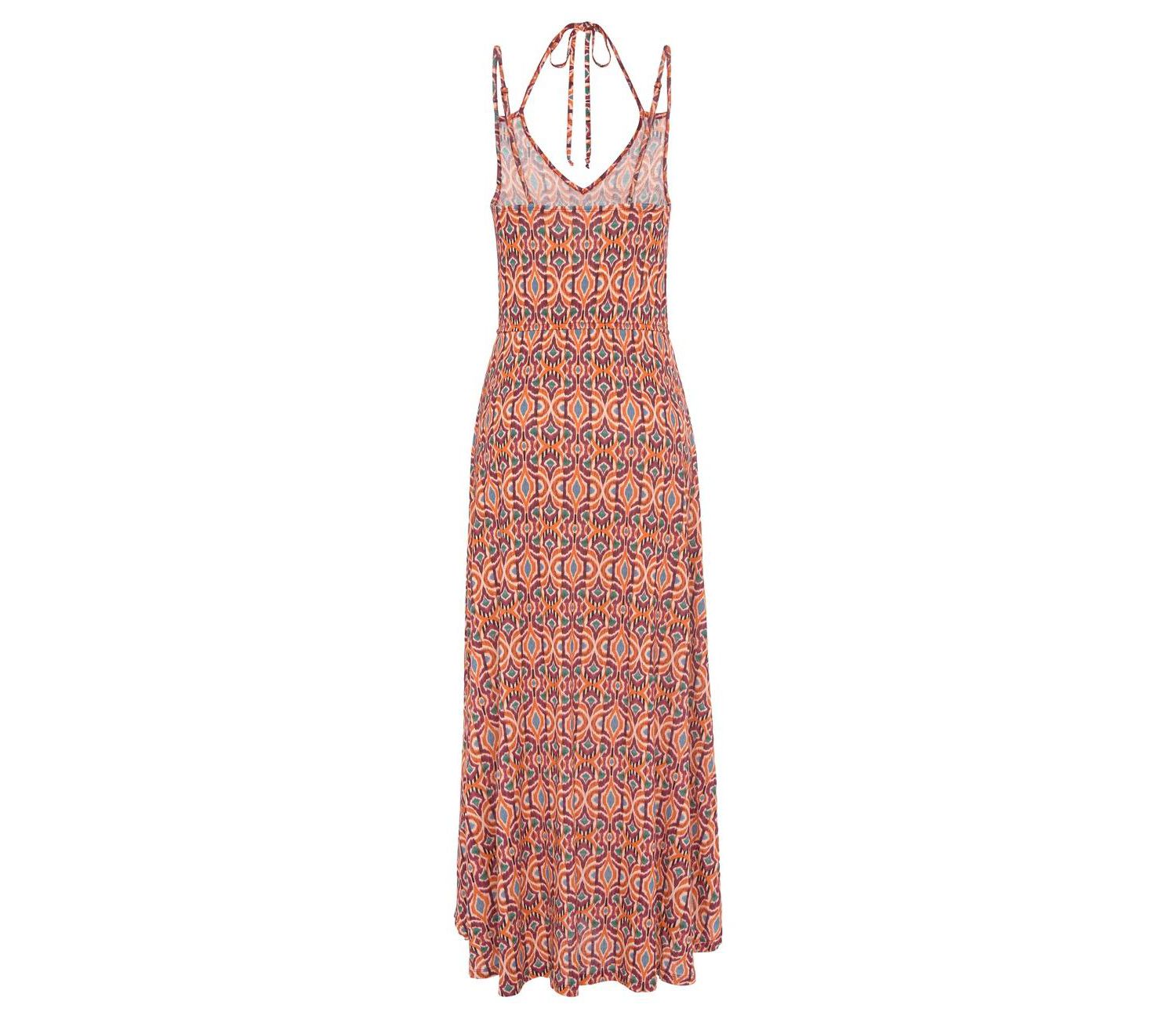 Women's Viscose Tropical Print Halterneck V-Neck Maxi Dress