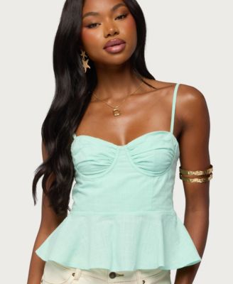 Women's Peplum Linen Look Tank Top