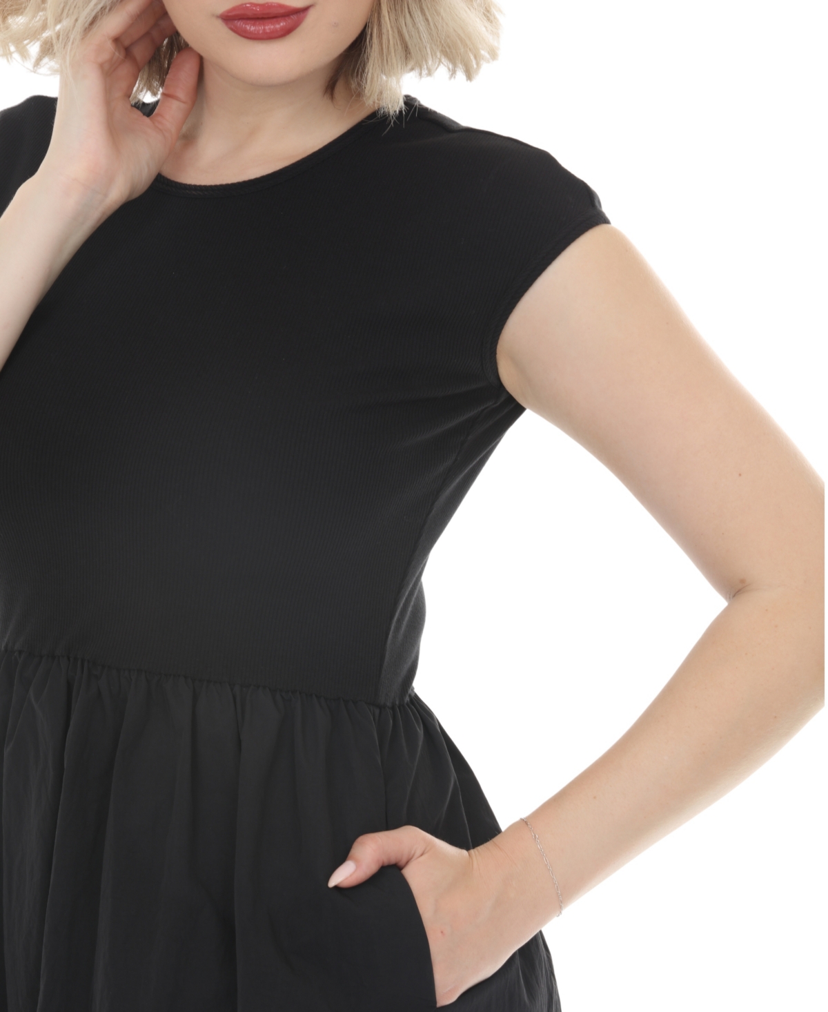White Mark Women's Crew Neck Midi Dress