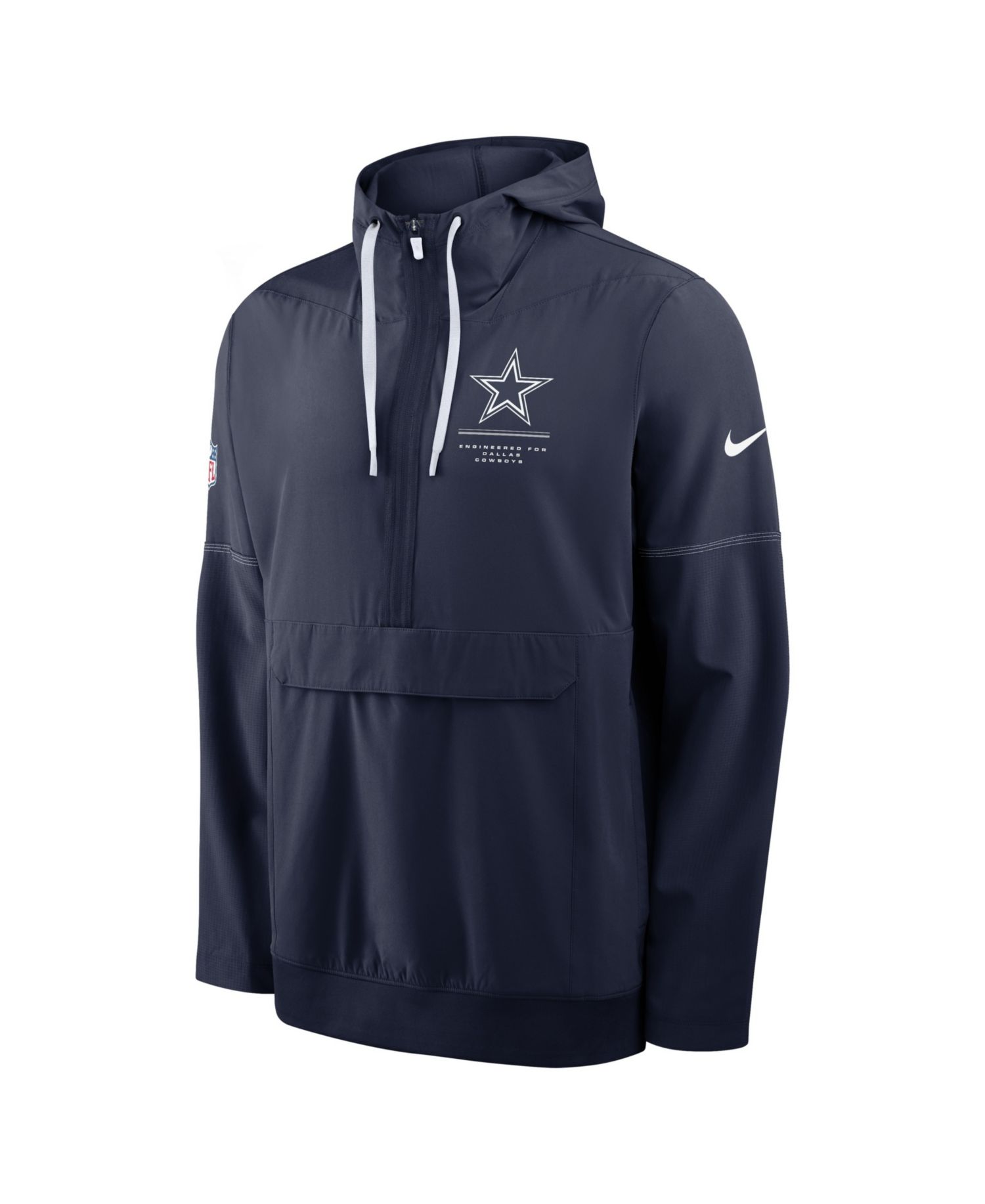 Men's Navy Dallas Cowboys Sideline Anorak Half-Zip Hoodie