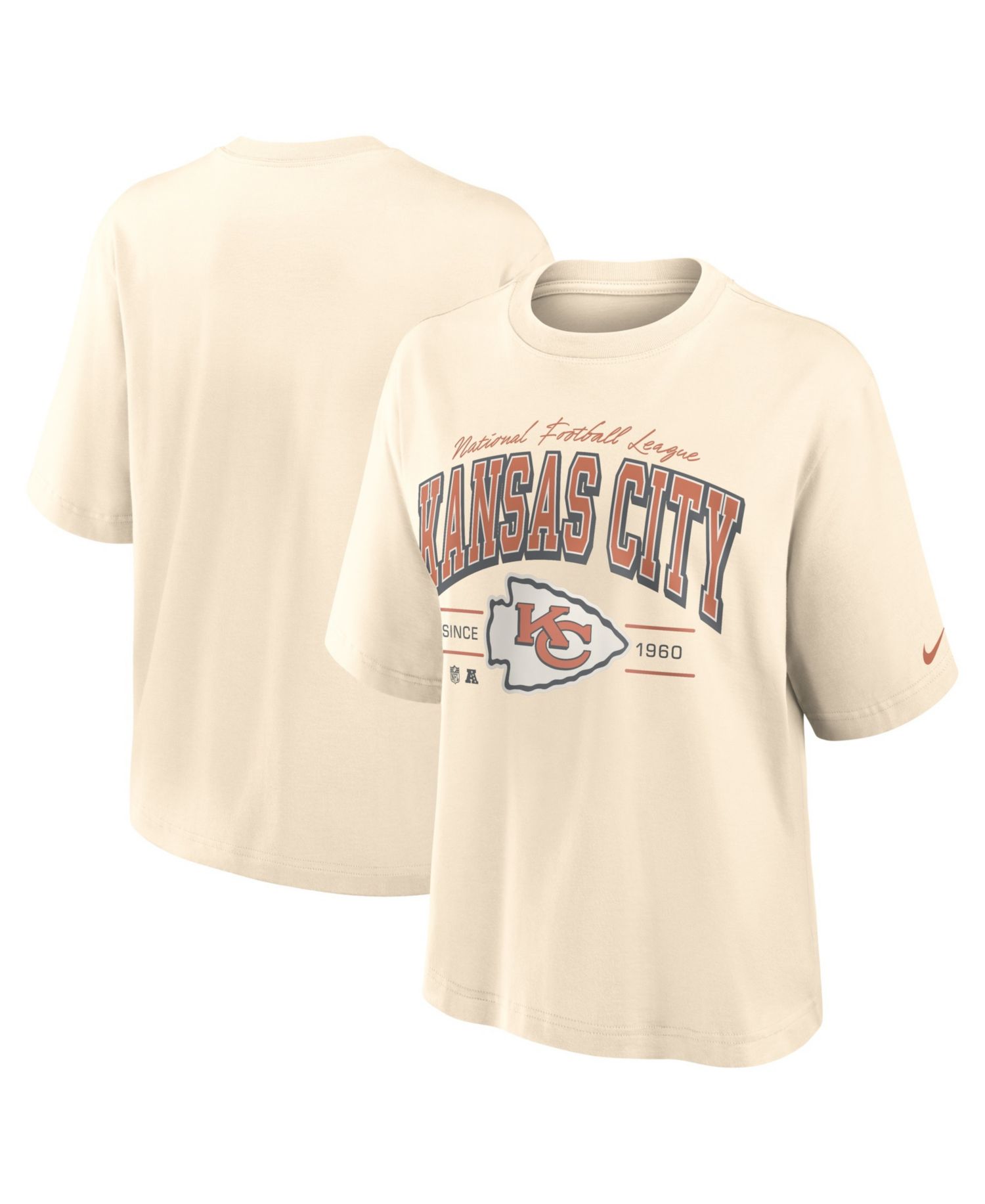 Women's Cream Kansas City Chiefs Vintage Mod Boxy T-Shirt