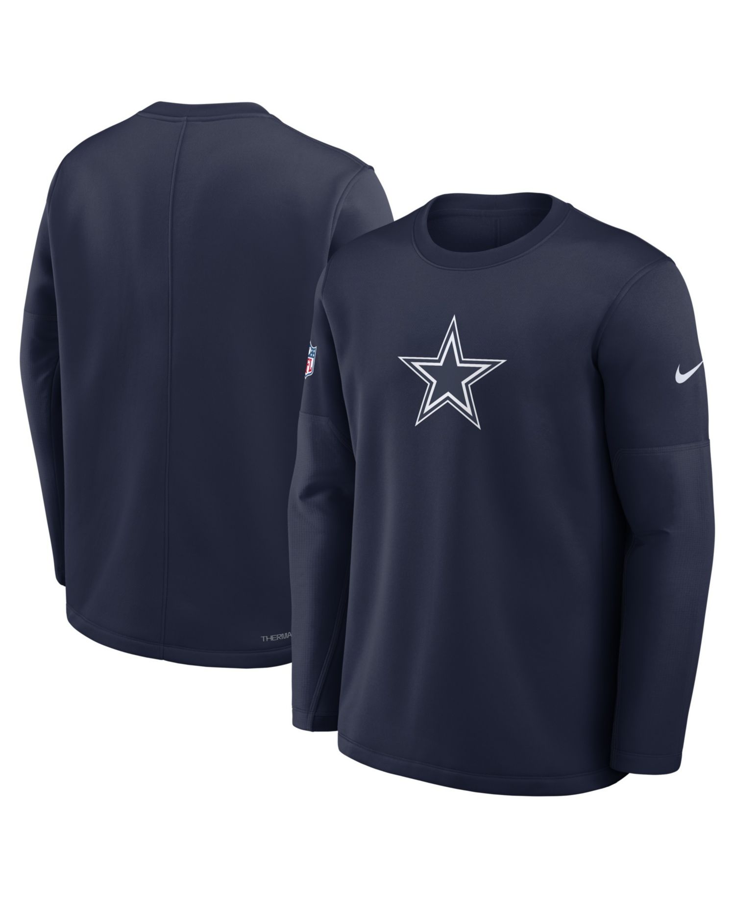 Men's Navy Dallas Cowboys Sideline Coaches Midweight Therma-FIT Sweatshirt