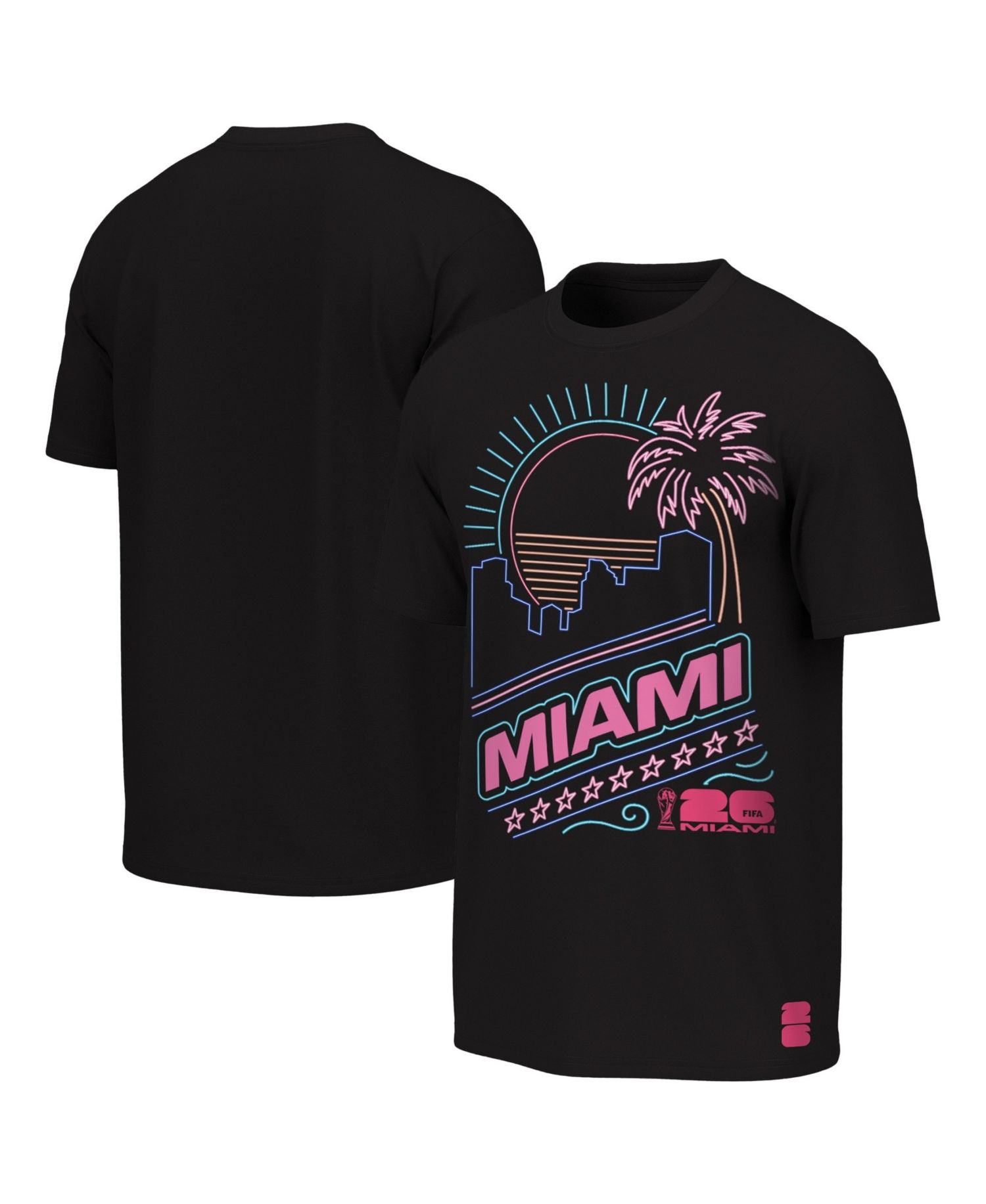Big Boys and Girls Black FIFA World Cup 2026 Miami Neon City Night T-Shirt