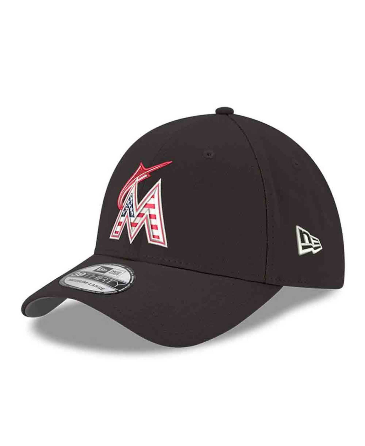 Men's Black Miami Marlins America 250 39THIRTY Flex Hat