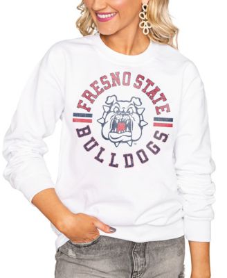 Women's White Fresno State Bulldogs Oversized Vintage Days Perfect Crew Sweatshirt