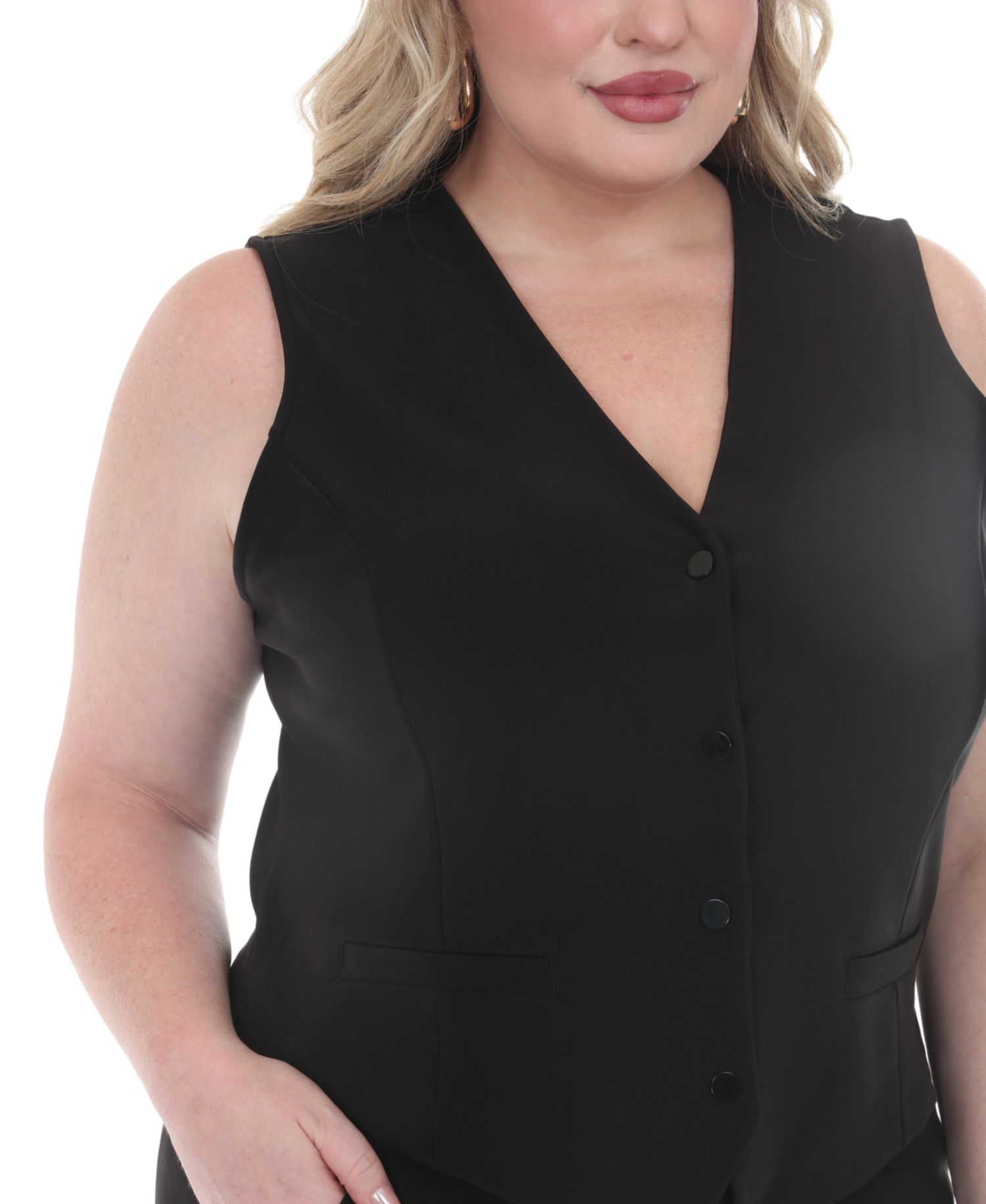 Plus Size Tailored Vest Ankle Pants Matching Set