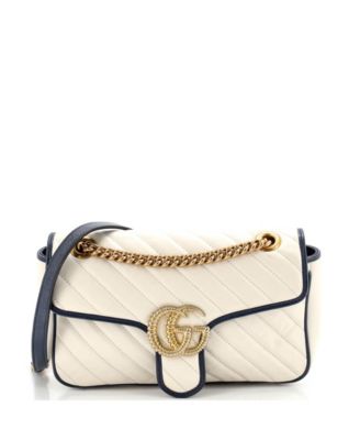 Small GG Marmont Flap Bag Diagonal Quilted Leather