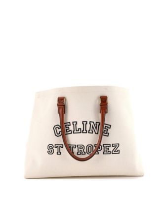 St. Tropez Horizontal Cabas Tote Canvas with Leather