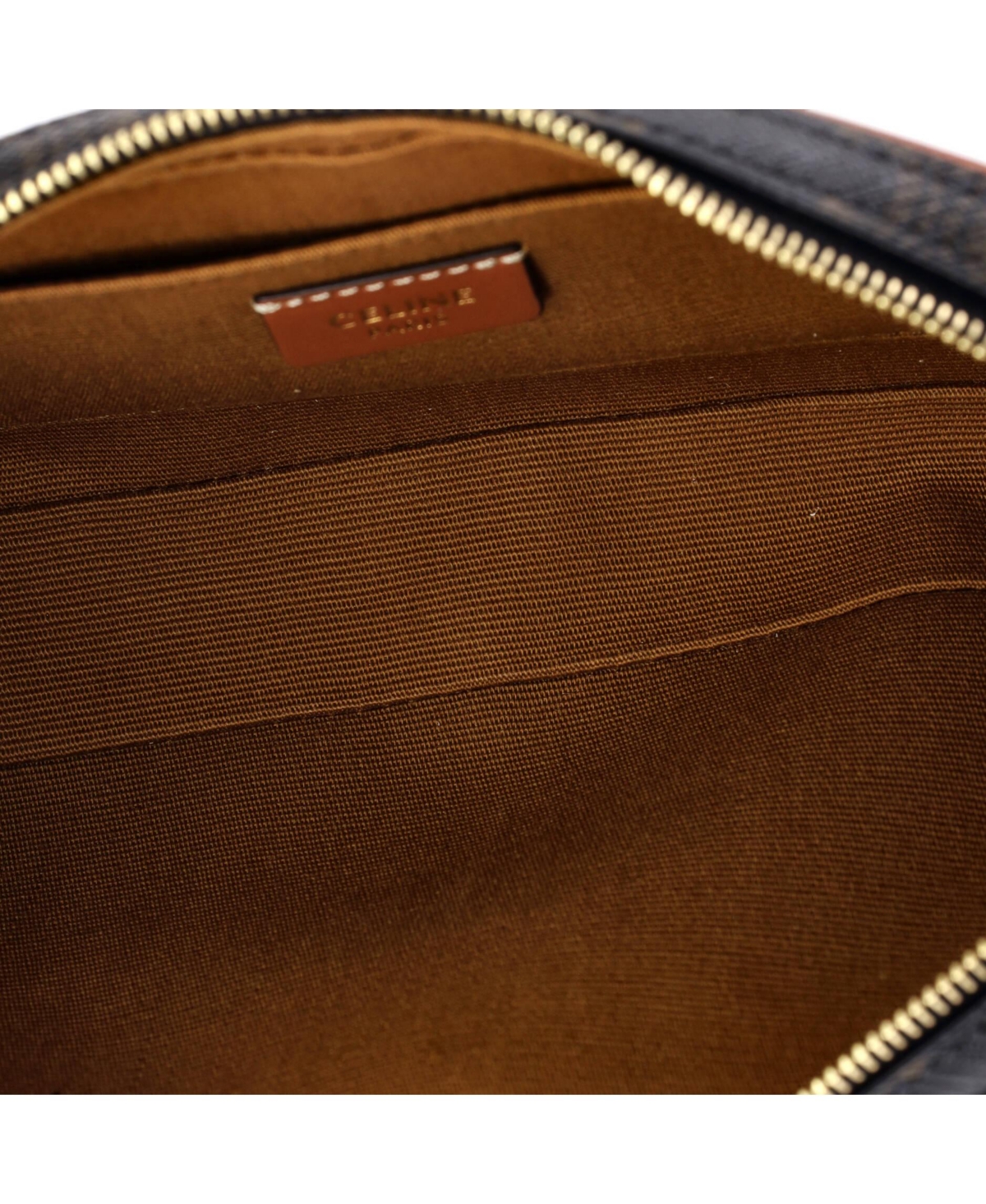 Pre-Owned Celine Small Cuir Triomphe Camera Shoulder Bag Embroidered Triomphe Coated Canvas with Leather