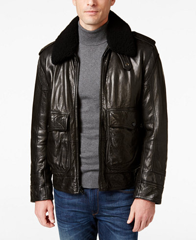 Andrew Marc Men's Anchorage Leather Aviator Jacket