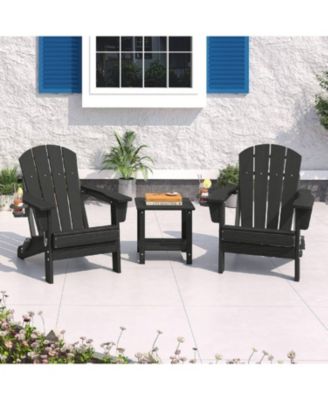 3 Pieces HDPE Foldable Adirondack Chair for Patios, Gardens, Balconies, Fireplaces