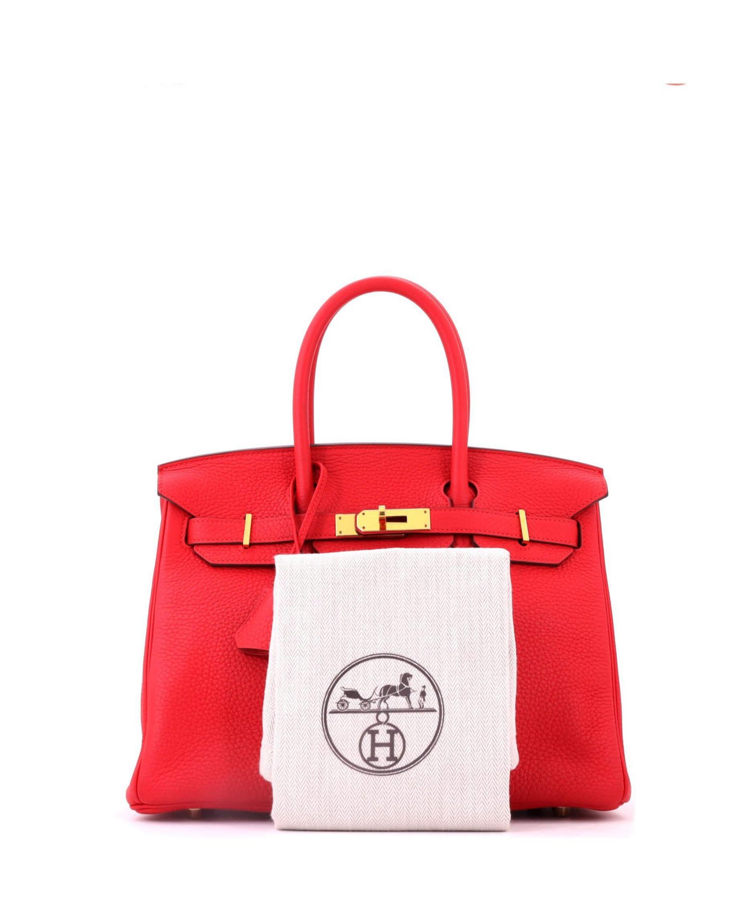 Birkin 30 Handbag Red Clemence with Gold Hardware