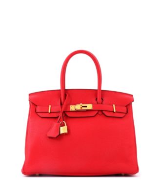 Birkin 30 Handbag Red Clemence with Gold Hardware