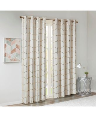 Total Blackout Metallic Print Grommet Top Curtain Panel