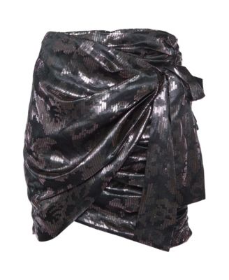 Women's Metallic Silk Lurex Draped Madly Mini Skirt