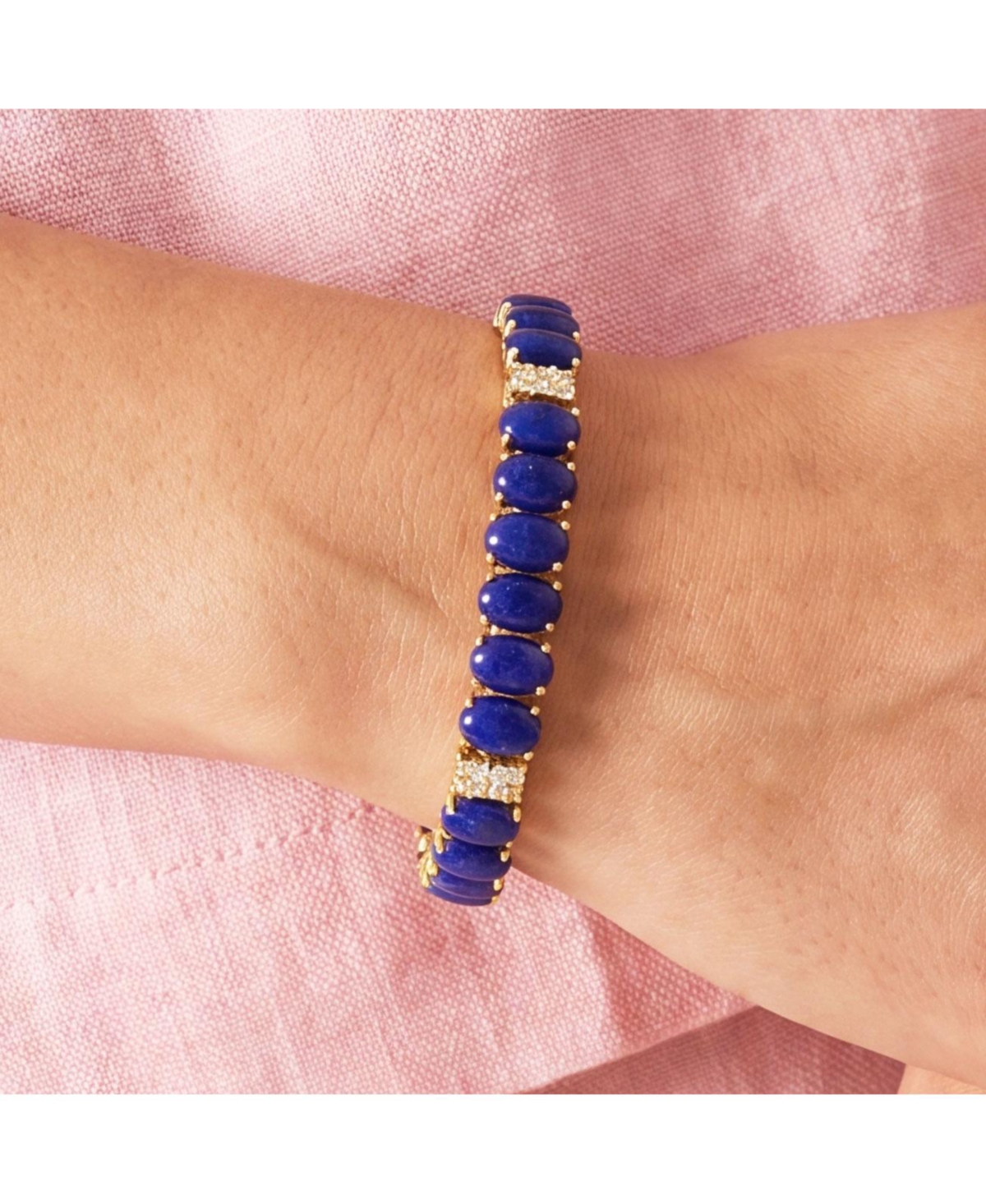 The Lovery Oval Lapis Cz Tennis Bracelet 14K Gold-Plated Sterling Silver