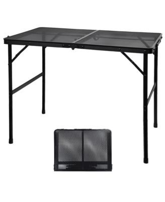 Camping Table Mesh Desktop Lightweight Portable Folding Grill Height Adjustable Metal Outdoor Cooking BBQ Picnic