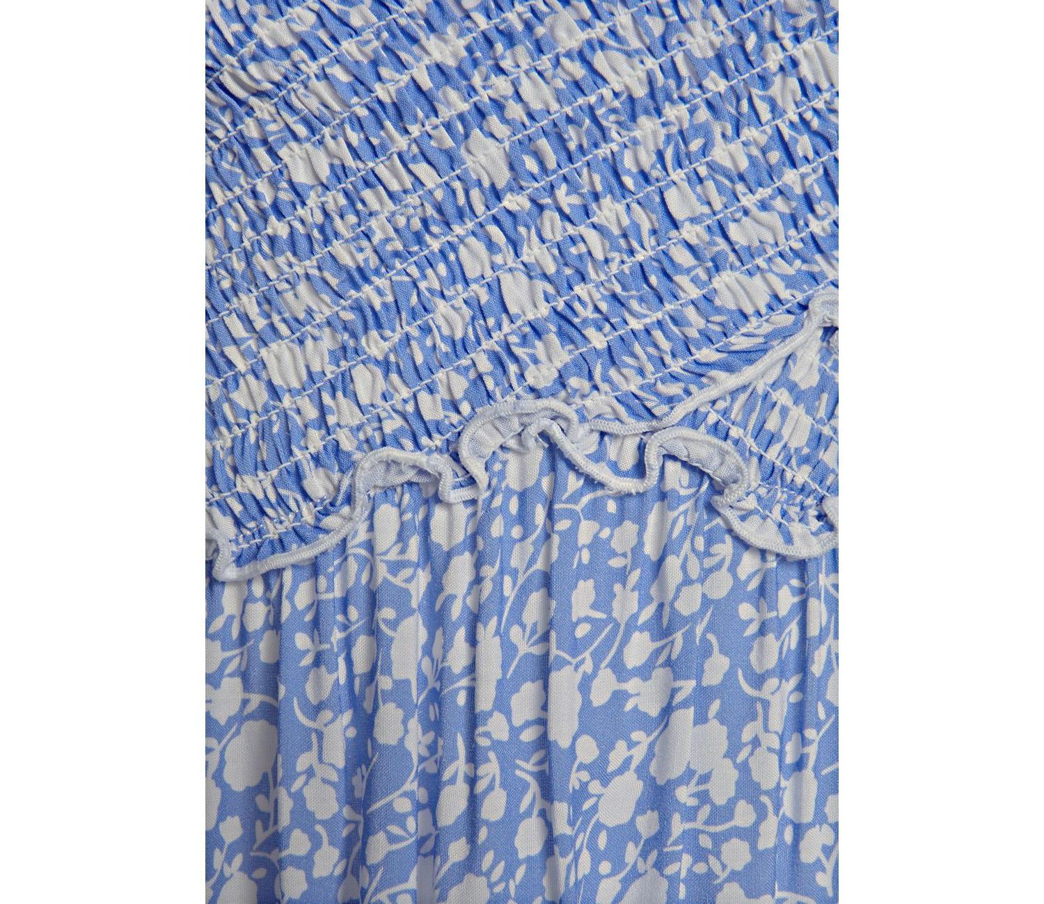 Women's Viscose Printed Smocked Pattern A-Line Short Dress