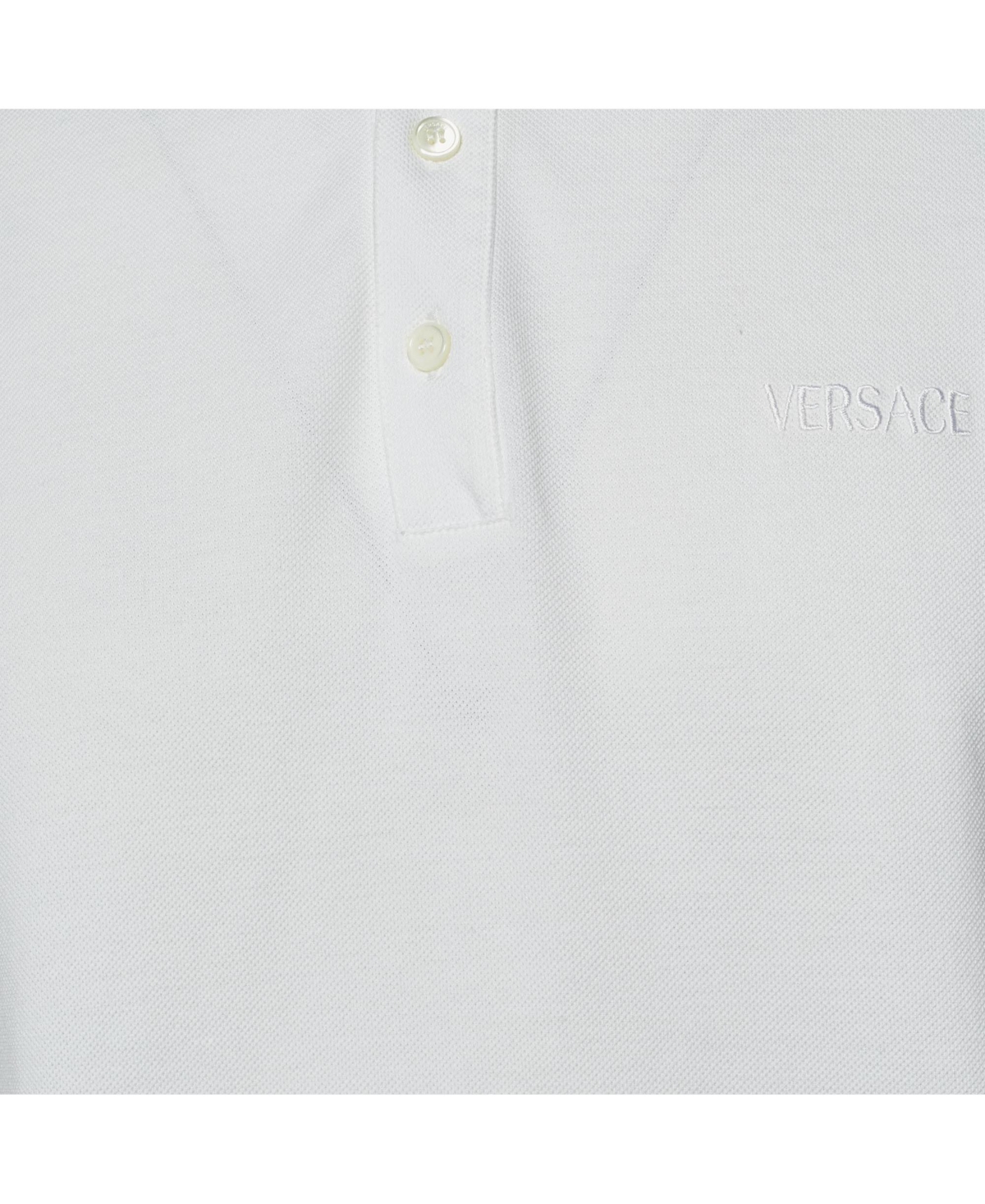 Pre-Owned Versace Men's Floral Embroidered Collar Pique Polo T-Shirt