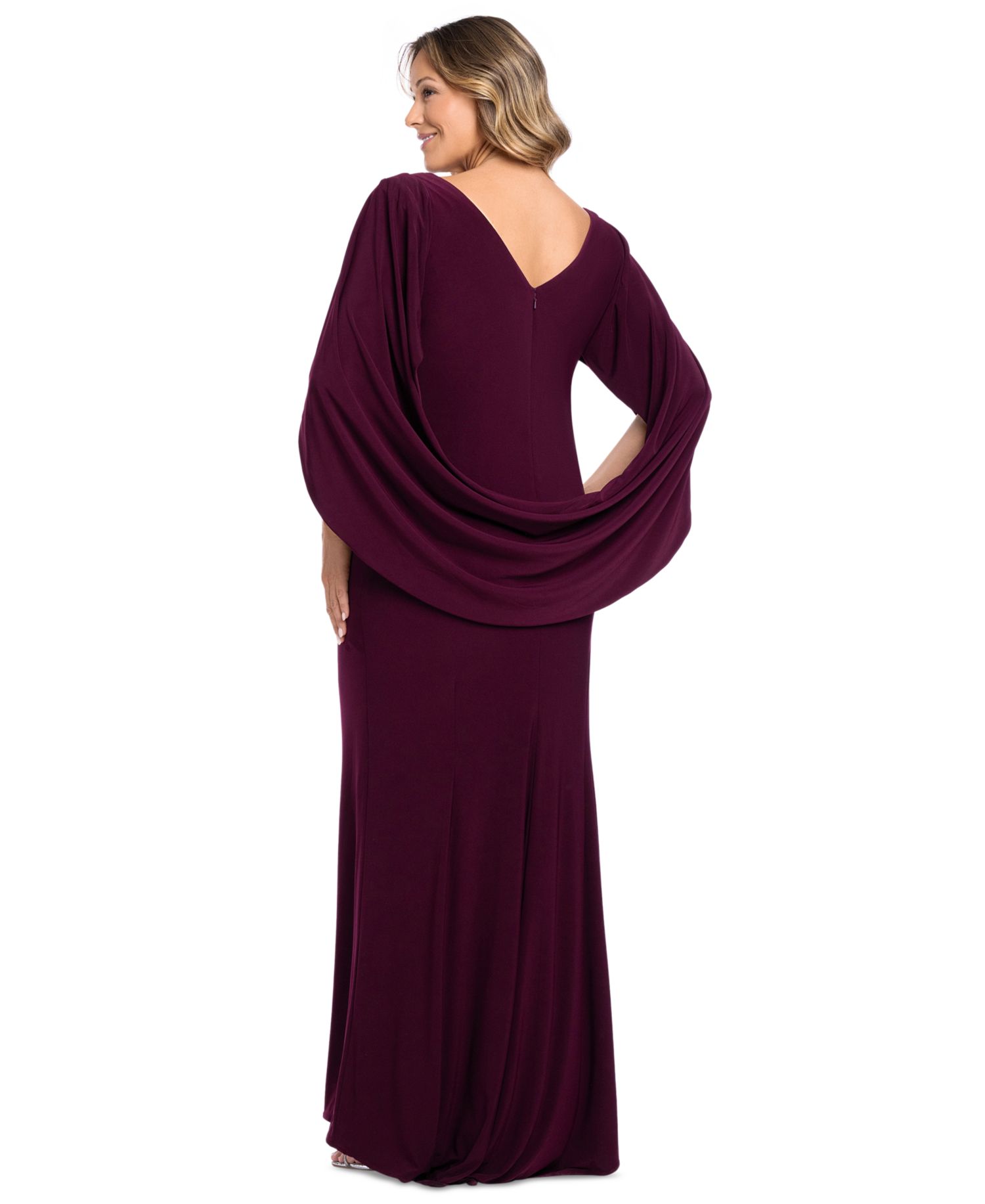 Plus Size Long-Sleeve Boat Neck Maxi Dress