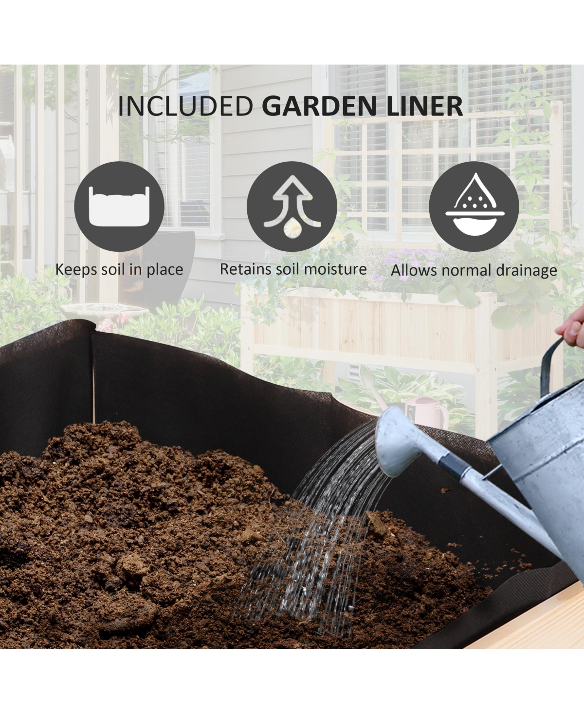 47" x 23" x 64" Wood Planter Box w/ Spacious Growing Area for Veggies