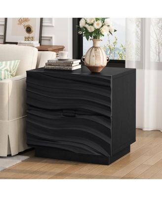 Solid Wood 2-Drawer Nightstand