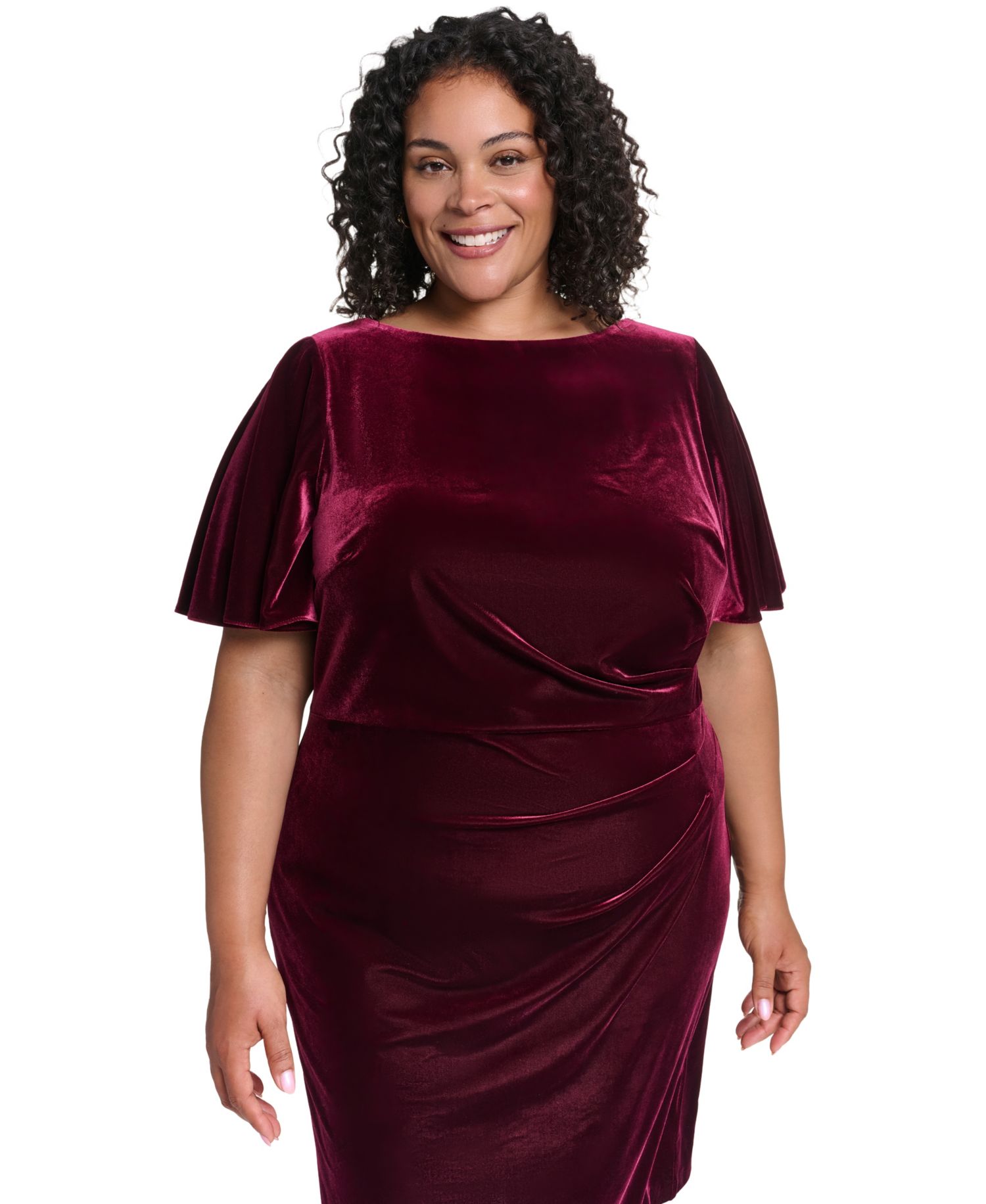 Petite Boat Neck Velvet Dress